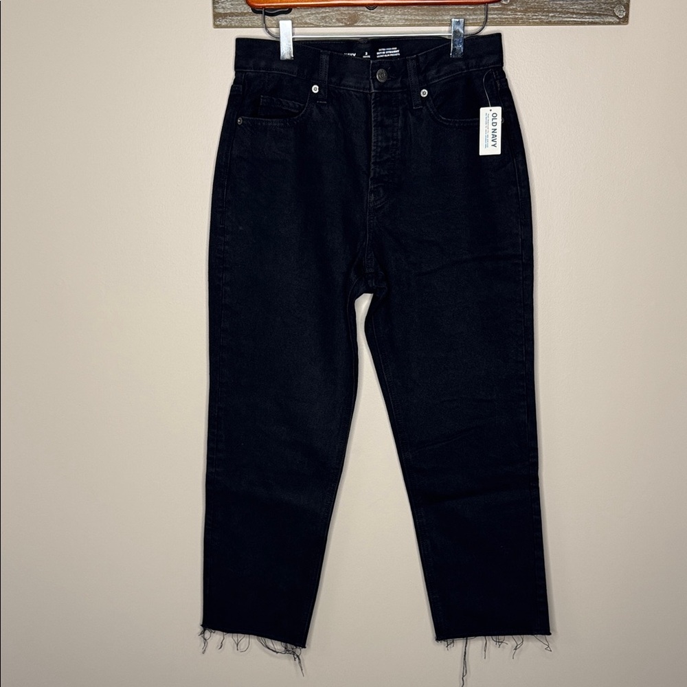 Old Navy Sky-Hi Straight Extra High-Rise Cropped Petite Black Jeans NWT
